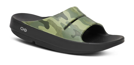 Oofos Sandals Women’s OOahh Sport Slide Sandal – Green Camo