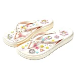 Cute Floral Print Thick Sole Summer Flip Flops